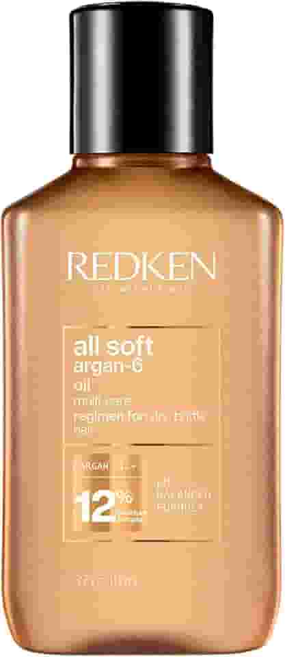 Redken All Soft Argan-6 Óleo Capilar, Multibenefícios 6 em 1, Hidratação Profunda e Brilho Intenso, Antifrizz e Proteção Térmica, com Óleo de Argan, para Cabelos Secos e Opacos, 111ml