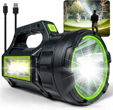 Lanterna Profissional Holofote LED 100000 Lúmens Recarregável com Bateria USB e Longo Alcance de 500m