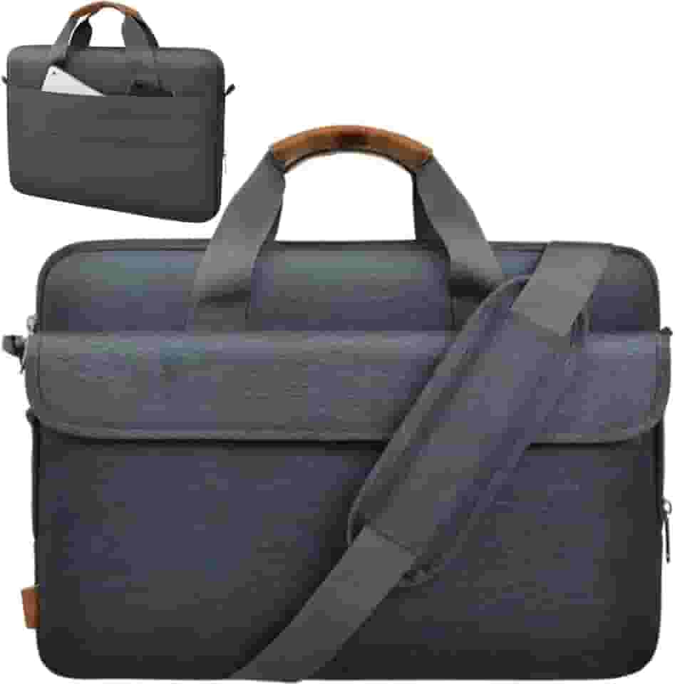 Bolsa para Notebook 16 Polegadas com Compartimentos, Interior Aveludado e Base Almofadada, Alça Removível, Faixa para Mala de Viagem. Pasta Executiva para Trabalho e Viagem.