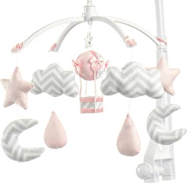 Móbile para Berço Musical e Giratório Nuvens Rosa
