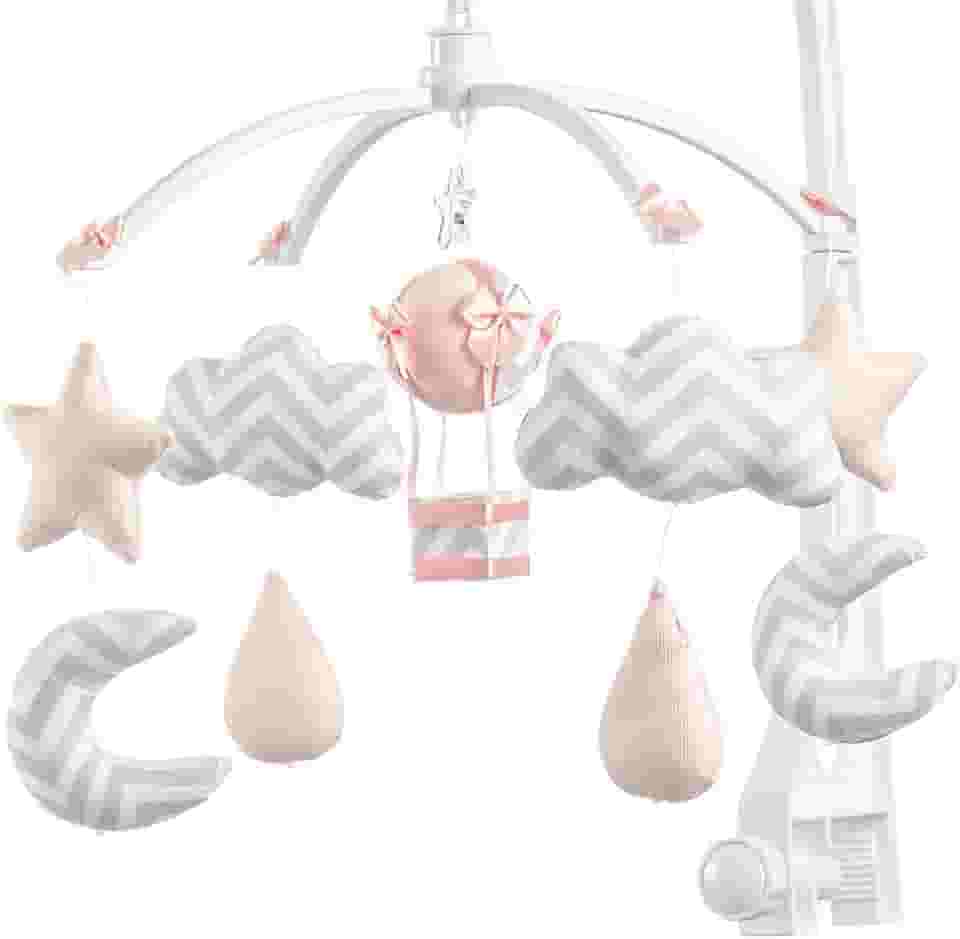 Móbile para Berço Musical e Giratório Nuvens Rosa