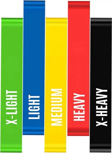 Kit 5 Faixas Elasticas Mini Band Exercicios em Casa Extensor Academia Yoga Pilates Fitness Crossfit