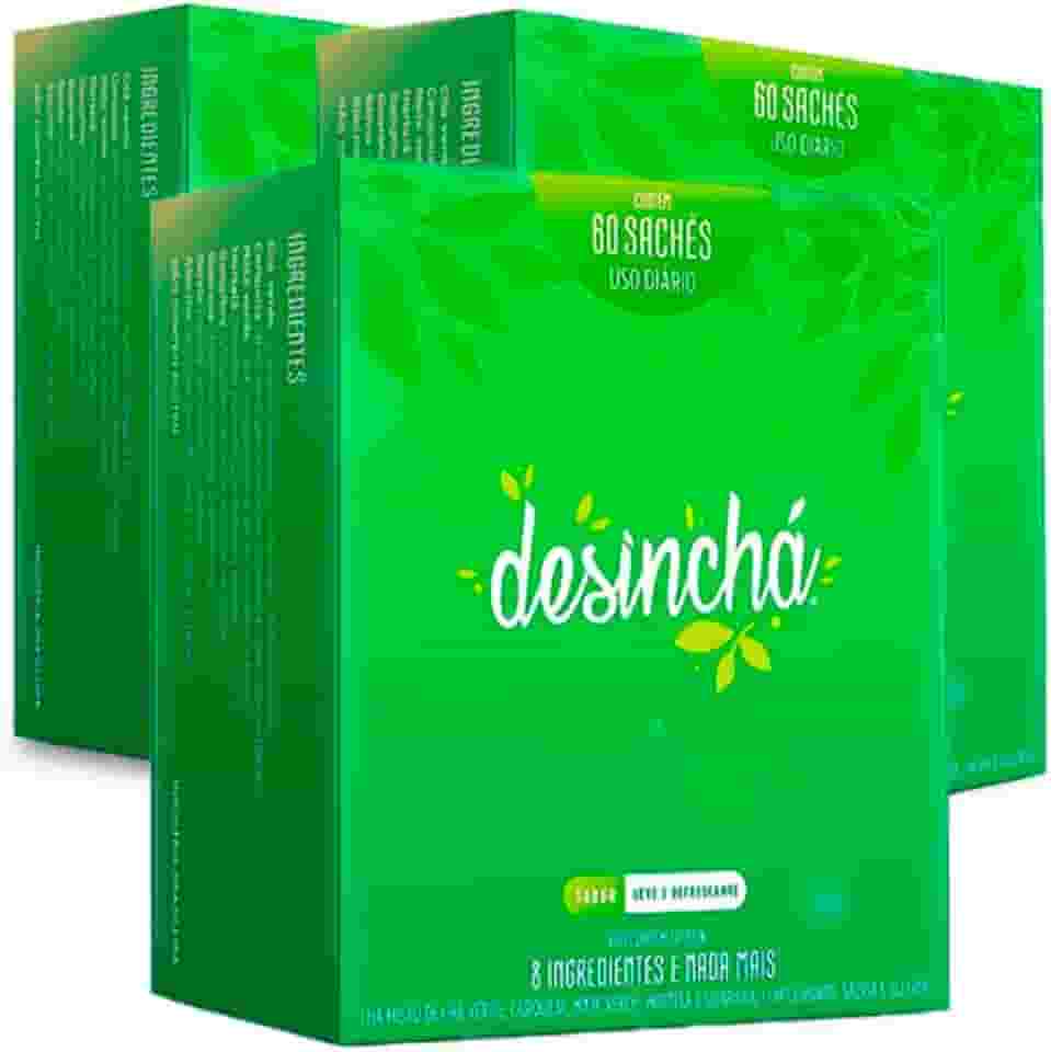 Kit 3 Chá Desinchá Dia Suplemento 60un - Chá Verde
