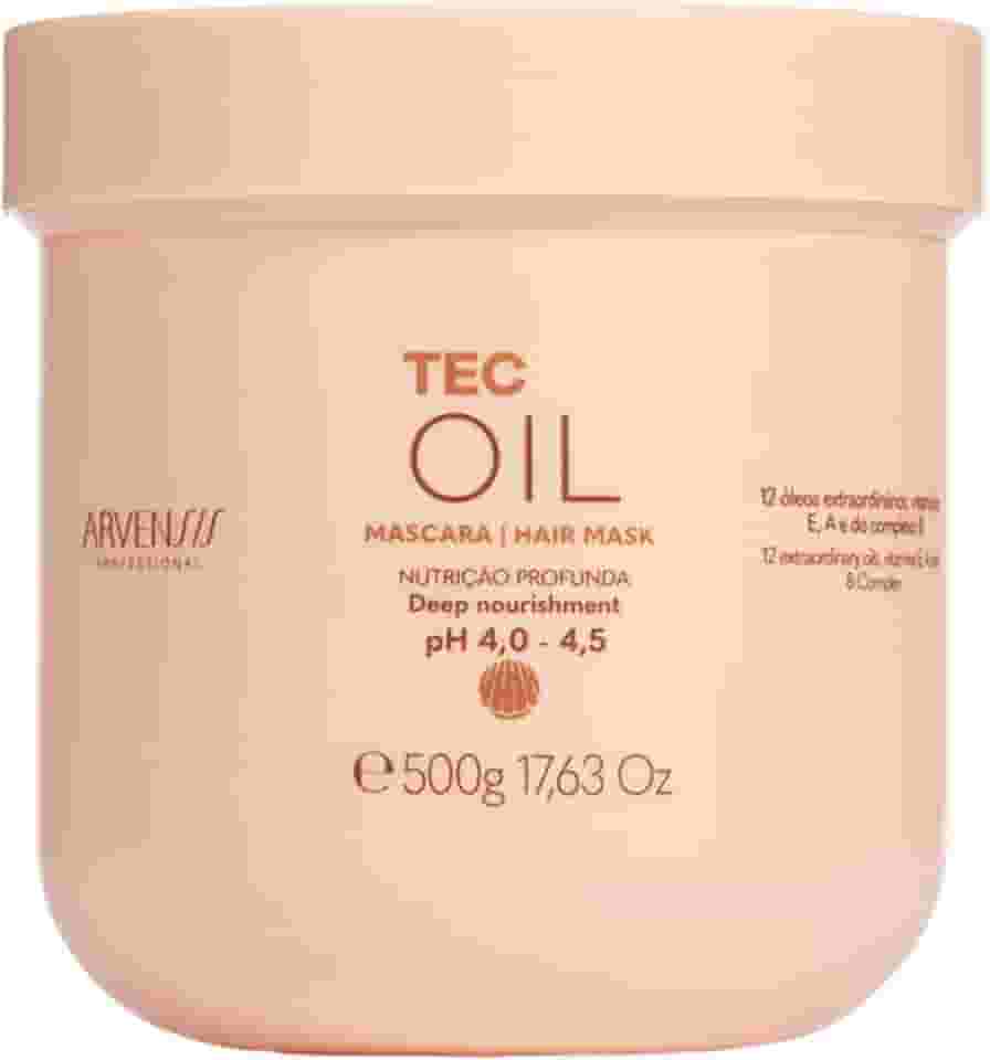 Arvensis – Máscara Capilar Tec Oil 500g | Nutrição, Brilho, Força, Fórmula Vegana, Para Cabelos Ressecados