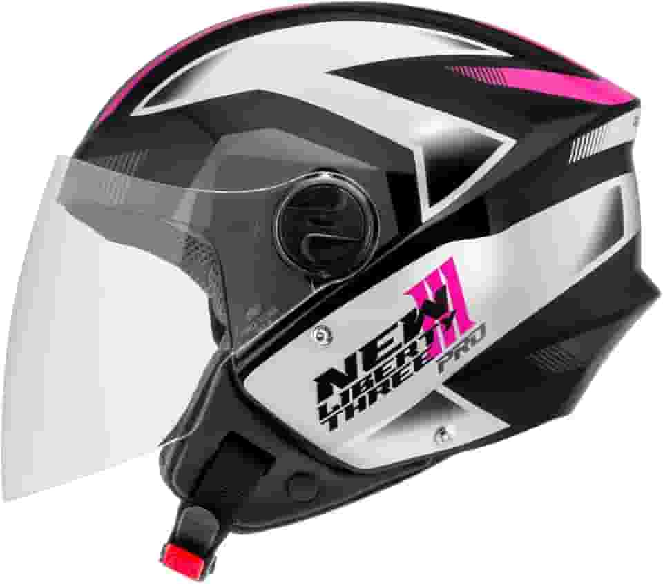 CAPACETE ABERTO PRO TORK NEW LIBERTY 3 PRO BRILHANTE PRETO – ROSA TAM. 56