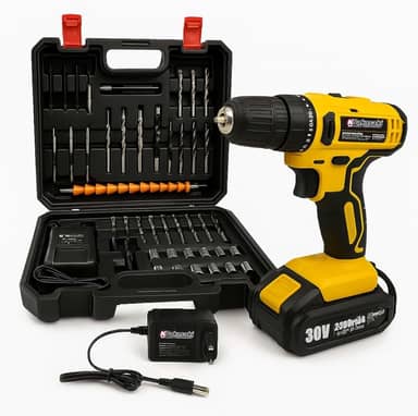 Furadeira e Parafusadeira de Impacto Sem Fio 30V Com LED 24 Acessórios Maleta Completa Para Uso Profissional e Doméstico
