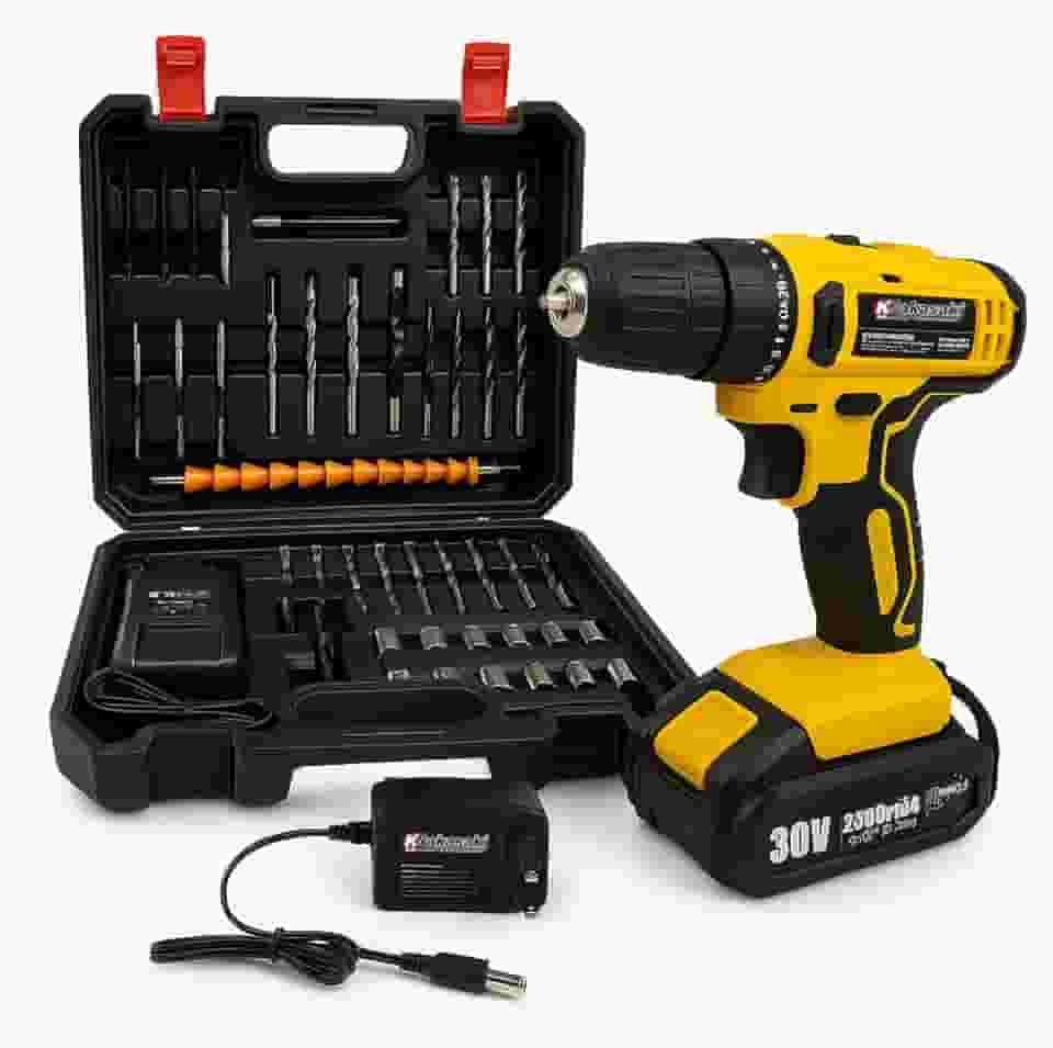 Furadeira e Parafusadeira de Impacto Sem Fio 30V Com LED 24 Acessórios Maleta Completa Para Uso Profissional e Doméstico