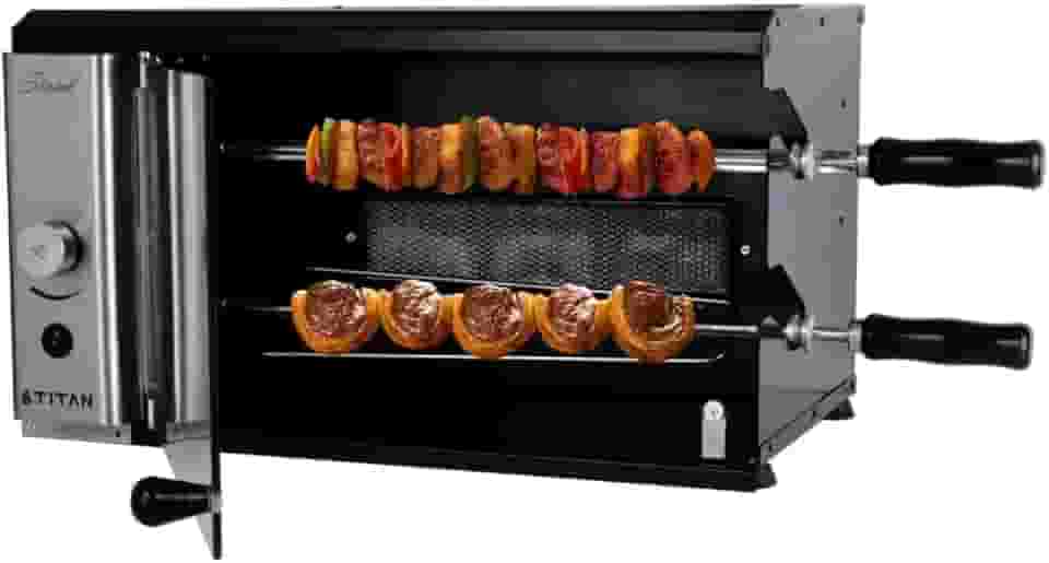 Titan Eletro, Churrasqueira de Bancada a Gás com 2 Espetos Stand GLP 220V Titan