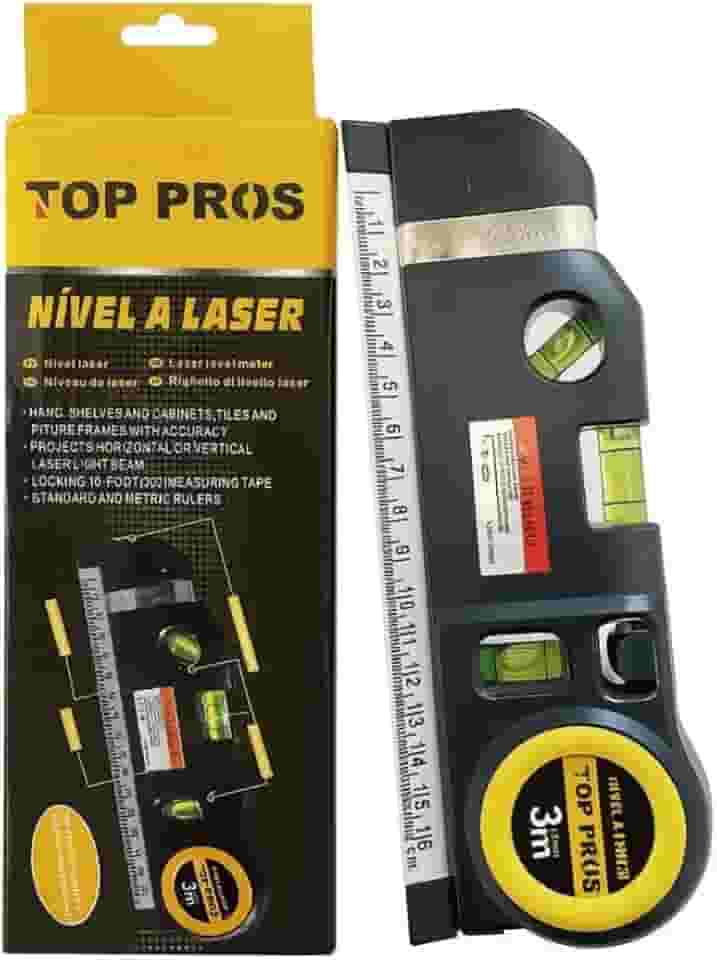 Nível a Laser Profissional com Feixe Verde, 3 Linhas, Régua Embutida e Trena – Ideal para Obras, Instalações e Alinhamentos Precisos