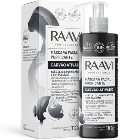 Máscara Facial Purificante Carvão Ativado Raavi 110g