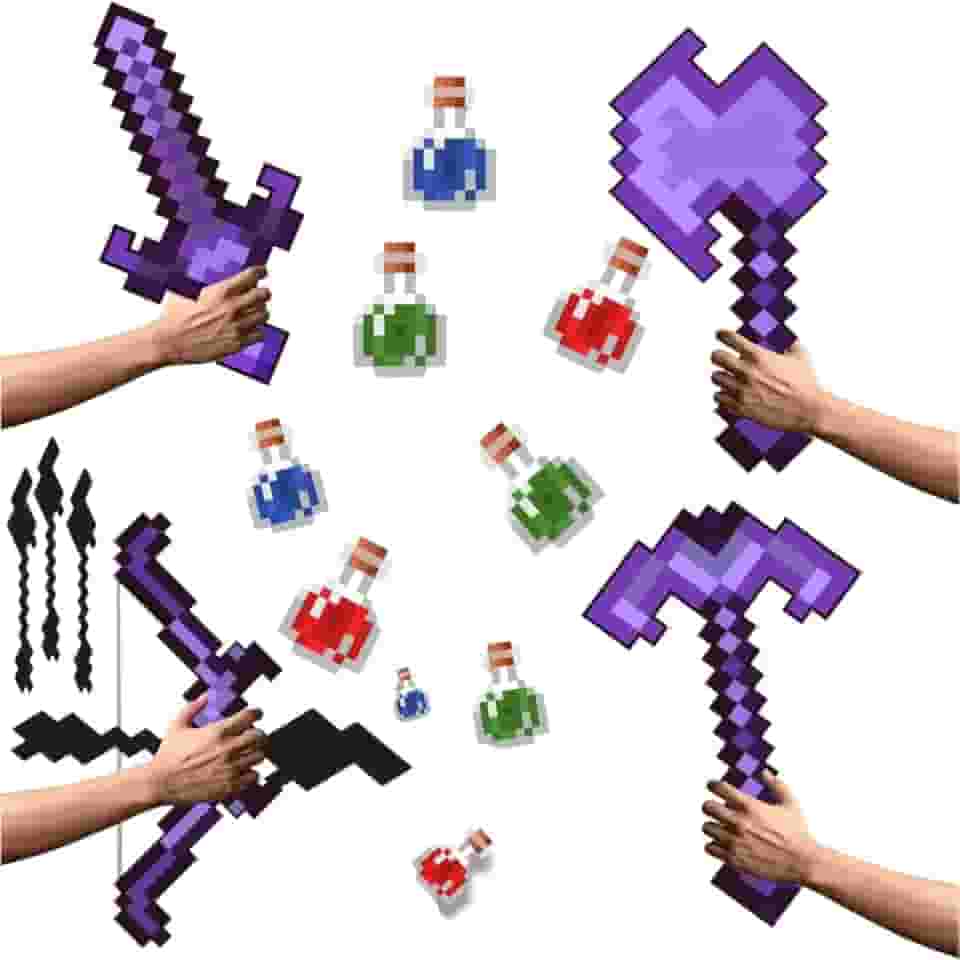 Kit 4 ferramentas NETHERITE pixel espada picareta arco e machado