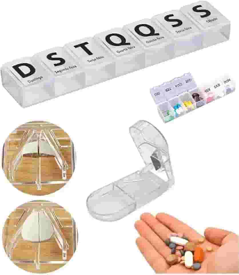 Kit Completo Porta Comprimido Remédio e Cortador de Comprimido Remédio - Organize e Corte Seus Medicamentos com Facilidade e Precisão