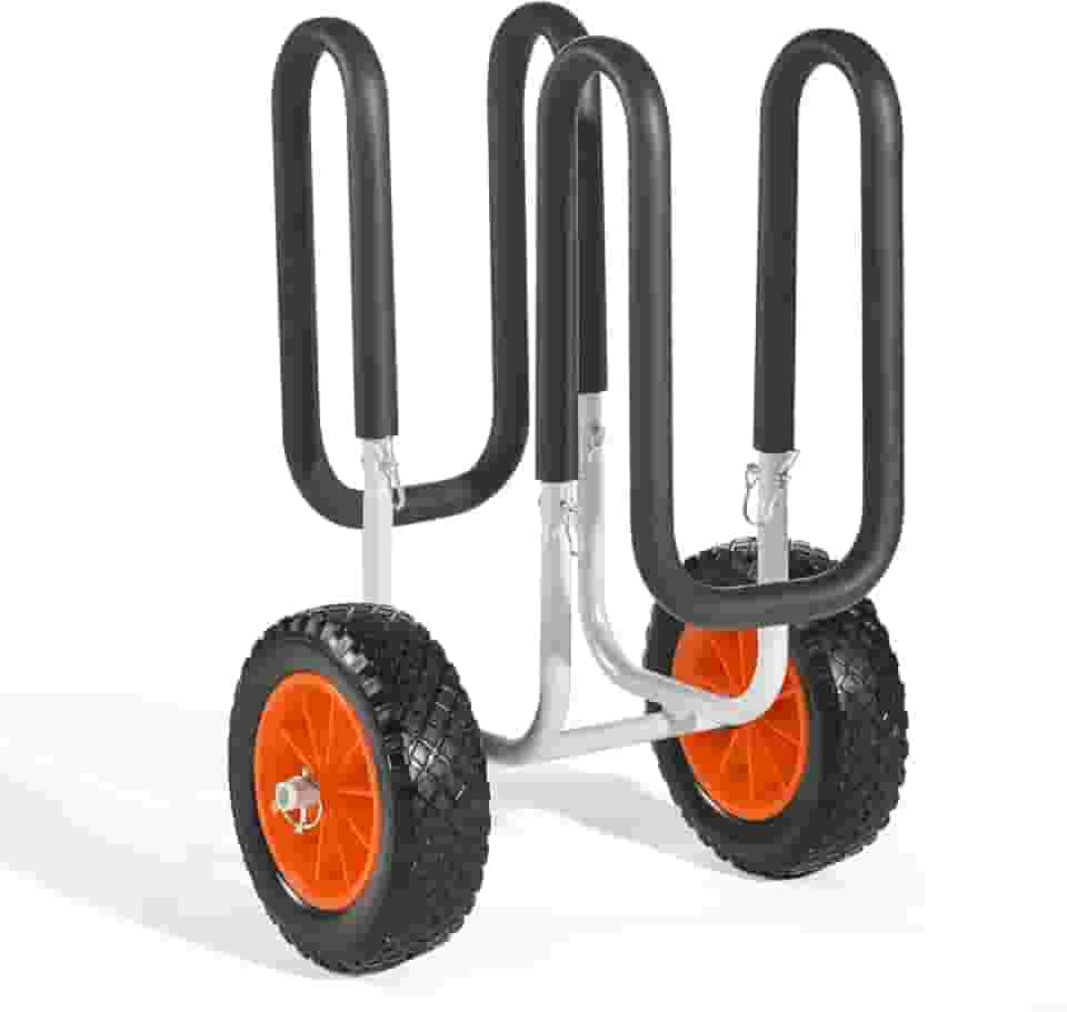 VEVOR Carrinho de caiaque, capacidade de carga de 68 kg, carrinho de prancha de stand up paddle com pneus e suportes de borracha sólida de 25,4 cm, suporte de prancha de remo com alça catraca para