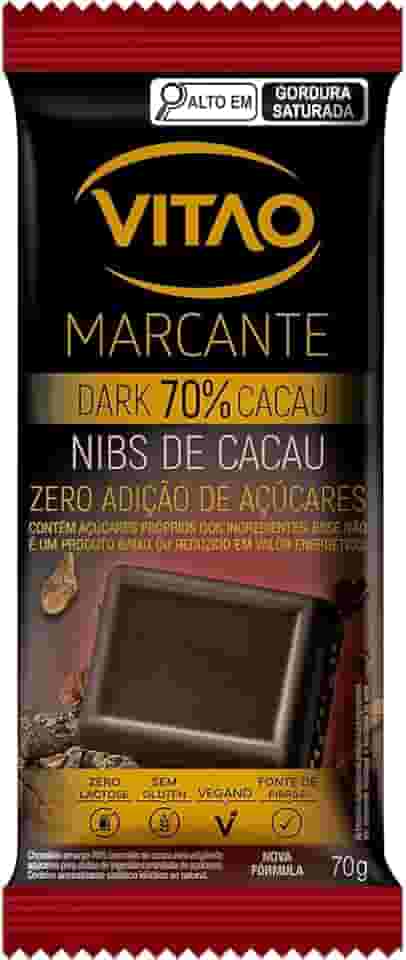 'Chocolate Vitão Dark 70% Cacau Nibs de Cacau Zero Açúcar 70g