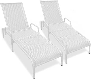 Kit 2 Espreguiçadeiras Área Externa, Catar Fibra Sintética (Branco)