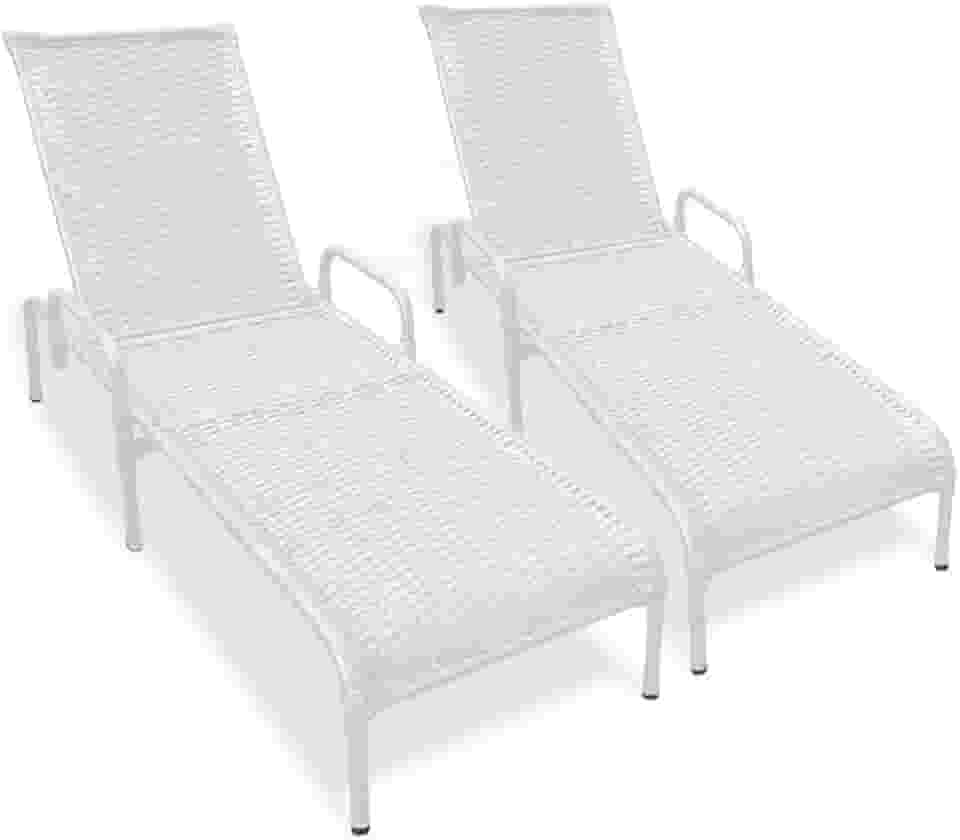 Kit 2 Espreguiçadeiras Área Externa, Catar Fibra Sintética (Branco)