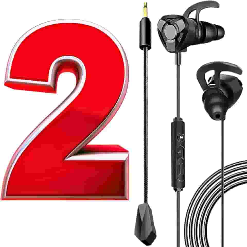 Kit 2 Headsets fone gamer in ear com controle de som e microfone flexível + borrachinhas intra auricular extra para jogos online FPS RPG gameplay gravação console pc computador celular mobile