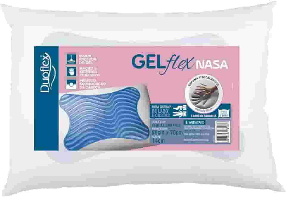Travesseiro Gelflex Nasa, Duoflex, Branco, Espuma e Gel 100% Poliuretano