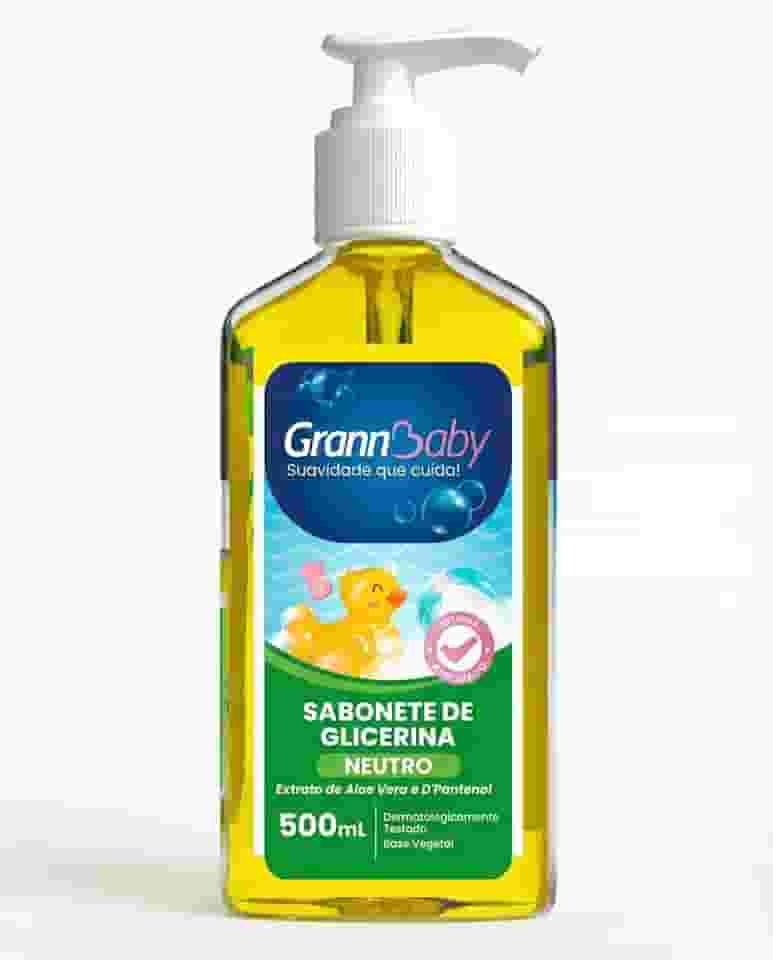 Sabonete Líquido GrannBaby 500 ml - Base Vegetal Com Glicerina Para Limpeza Suave Da Pele Do Bebê (Neutro)