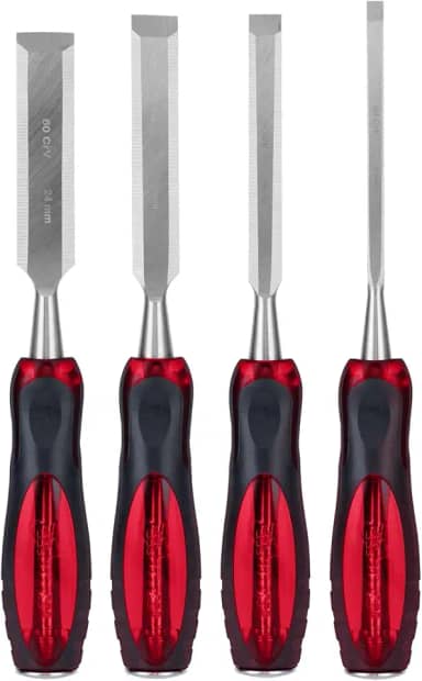 MTX Kit de Formões para Madeira 4 Peças em Aço CrV 60 HRC (6/12/18/24 mm)