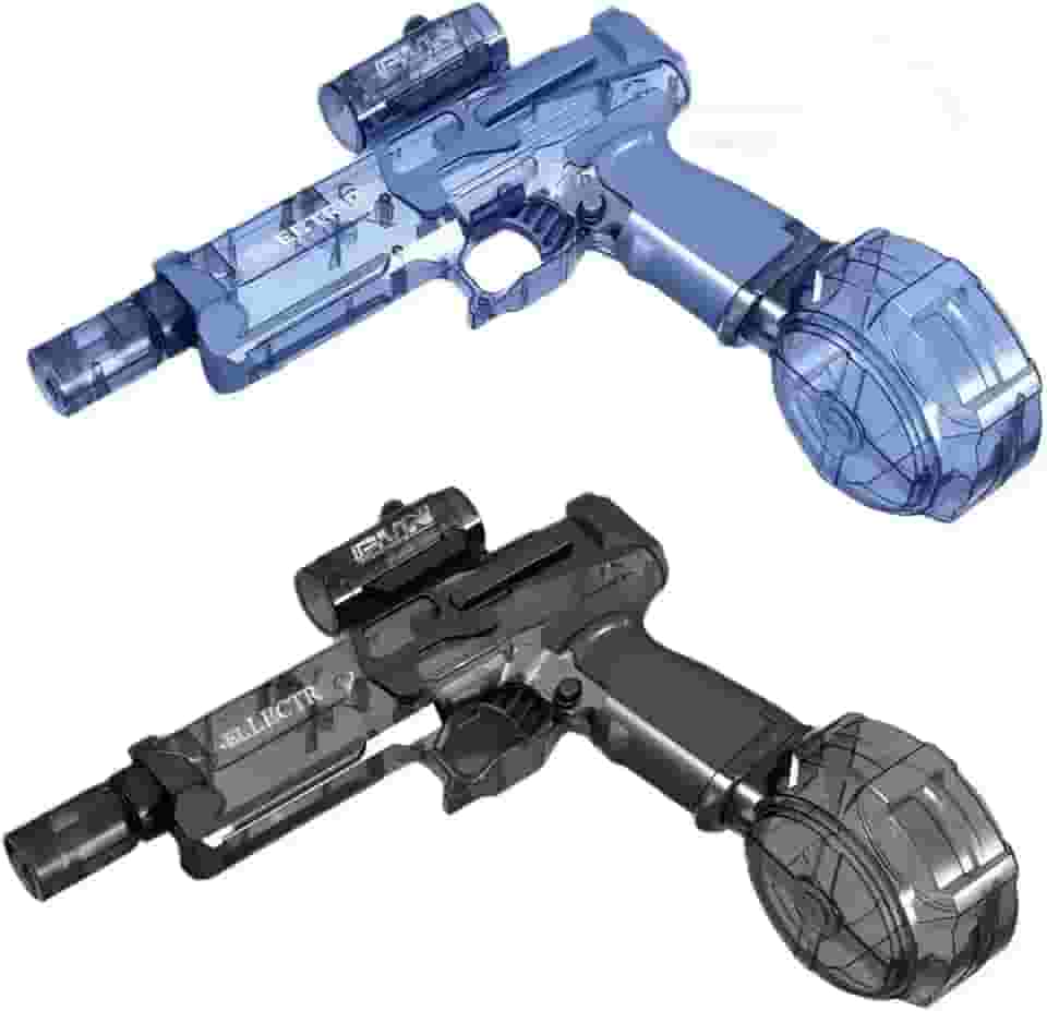 Arma de Brinquedo Pistola de Água Automática Metralhadora Elétrica Recarregável com Luz Led Jato Forte de Longo Alcance Durável (PRETO)