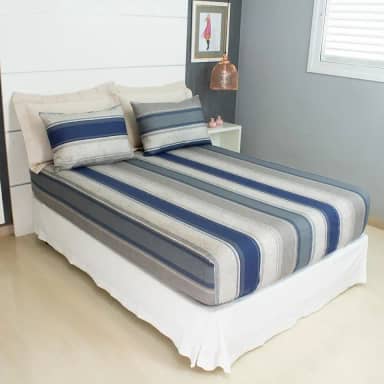 Jogo de Lençol Cama Casal 3 Peças Estampado 100% Algodão com Elástico e Toque Macio Cozzilar (Modelo 3)