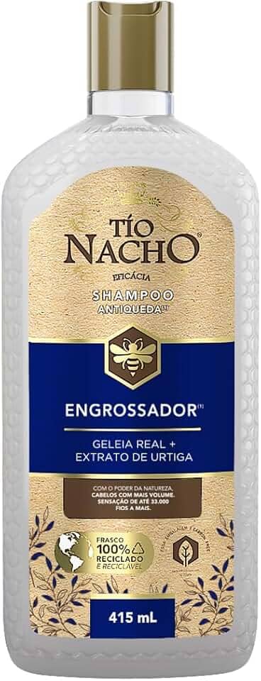 Tio Nacho - Shampoo Antiqueda Engrossador para dar mais volume aos cabelos, 415ml, Cabelos lindos e brilhantes