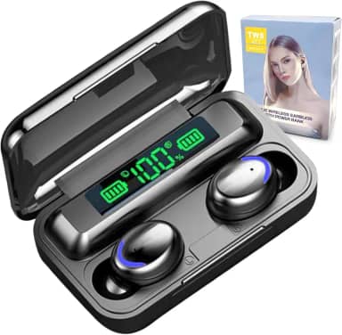 Fone de Ouvido Bluetooth 5.3 F9 com Power Bank, Mostrador Digital