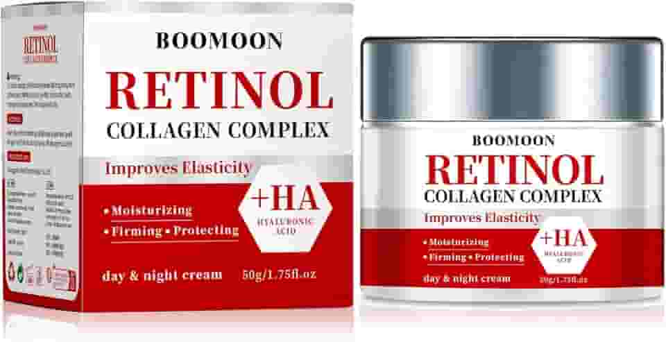 Creme facial de colágeno retinol com ácido hialurônico, creme de rugas para rosto, pescoço com ácido hialurônico de colágeno, creme facial hidratante para dia e noite para homens e mulheres, 50 g (1)