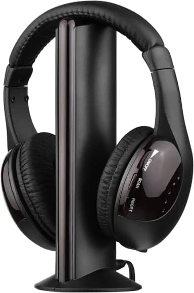 5-em-1 multifuncional fone de ouvido sem fio fm hi-fi sem fio conjunto emissor e receptor rádio fm computador monitor de tv fone de ouvido sem fio fone de ouvido com microfone para tv ouvindo voz