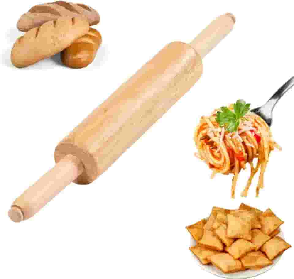 Rolo de Madeira para Massas De Macarrão Pizza Tortas Para Uso Profissional Ideal Para A Sua Cozinha Tamanho de 44 cm Rolagem Fluída