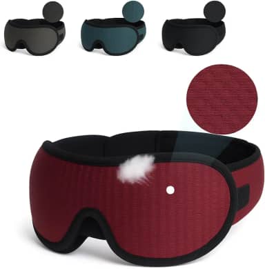 Genérico Máscara de dormir 3D confortável que bloqueia 100% luz com espuma respiravél espuma de memória (Vinho)