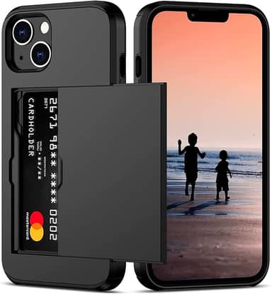 Capa Carteira com Porta Cartão Embutido para guardar Cartões de Crédito Para o iPhone 14 (Tela 6.1) Cor Preto