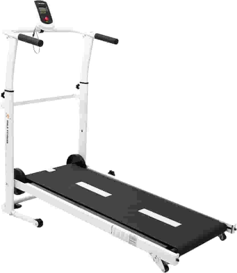 Esteira Para Caminhadas Mecânica para Exercícios, Treinos Mile Fitness, Dobrável, 3 Inclinações Ajustáveis, na Cor Preta.