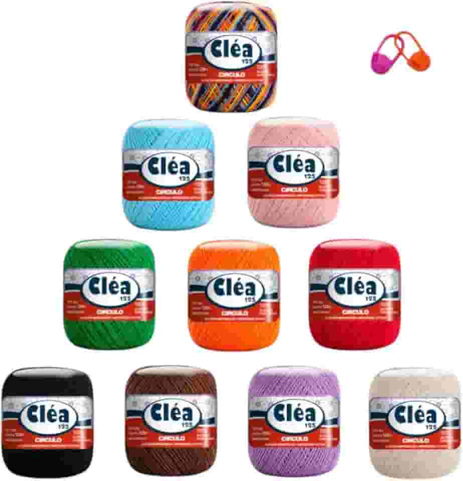 Kit 10 Linha Cléa 125m 19g Tricô Crochê Cores Sortidas Full