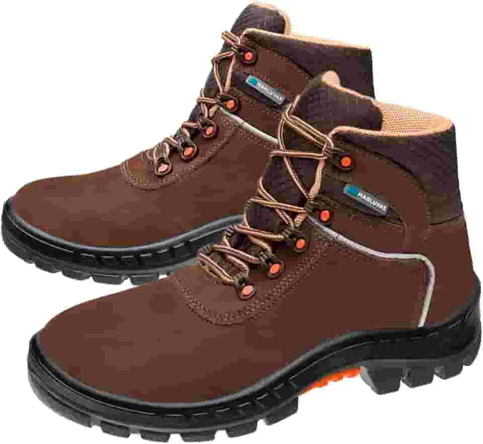 Bota botina Segurança Ocupacional EPI Marluvas Linha Premier 75BPR-PVC cabedal em Nobuck Bico PVC e solado Bidensidade com Estabilizador