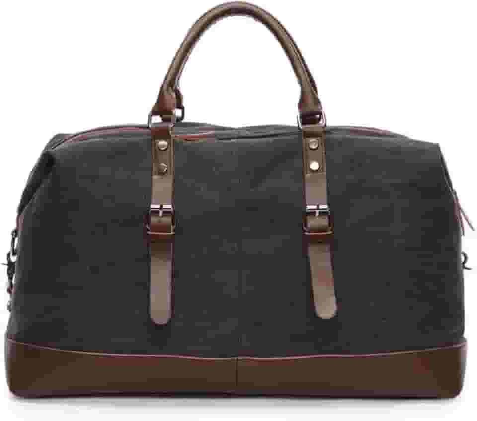 Mala De Viagem Masculina Executiva De Lona E Couro Compartimento Para Notebook Grande E Resistente - ZAFIN (Preto)