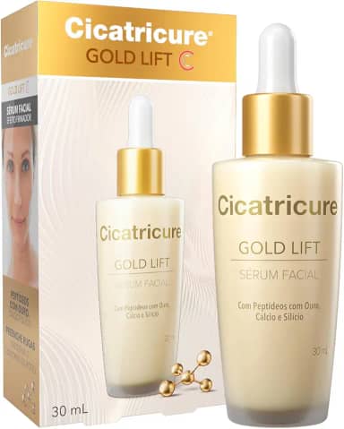 Cicatricure Gold Lift Serum Facial com Peptídeos, Ouro, Cálcio e Silício, Jumbo, Reduz Rugas Gravitacionais, Efeito Tensor e Nutritivo para Rosto, Pescoço e Colo, Reafirma Contorno, 30m