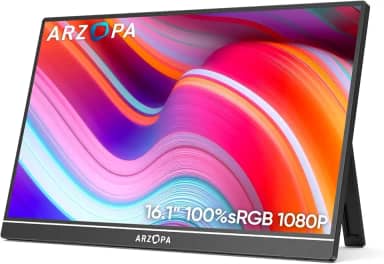 ARZOPA Monitor portátil de 16.1', monitor portátil para laptop 100% sRGB FHD 1080p, tela IPS para cuidados com os olhos para escritório e entretenimento de - Z1C