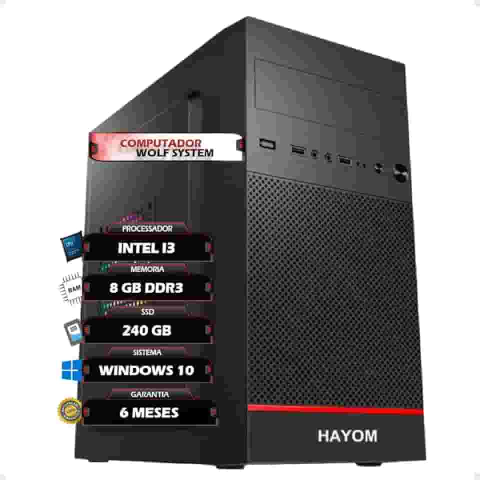 Computador PC Home Office Intel Core I3 8GB SSD 240GB Gabinete Atx