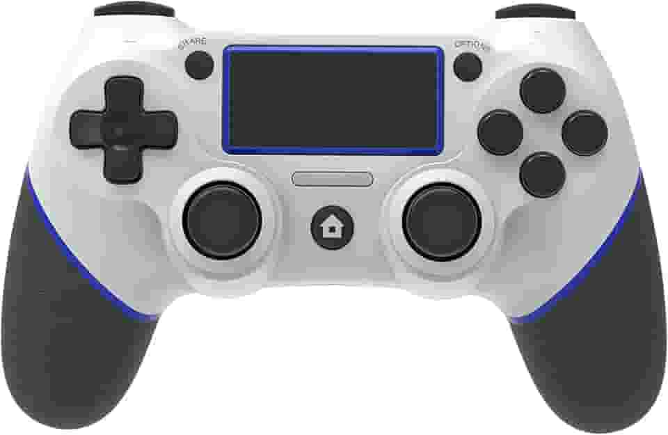 Controle sem fio Gamepad para PS4/PS4 Slim/PS4 Pro/PC com cabo de carregamento USB com vibração dupla, touchpad clicável, função de áudio, barra de luz e antiderrapante (WhiteBule)