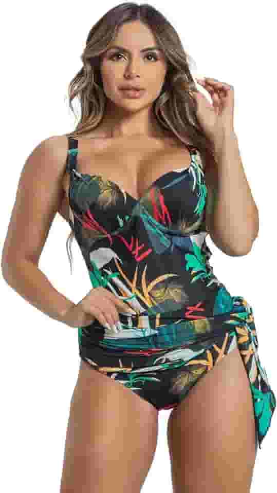 Maiô Feminino com Saia e Bojo Meia Taça com Aro