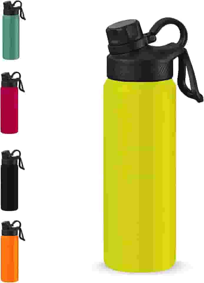 Garrafa Térmica 800ml, Duplamente Isolada a Vácuo - Mantém Bebidas Quentes por 12 Horas e Geladas por 24 Horas (Amarelo Siciliano)