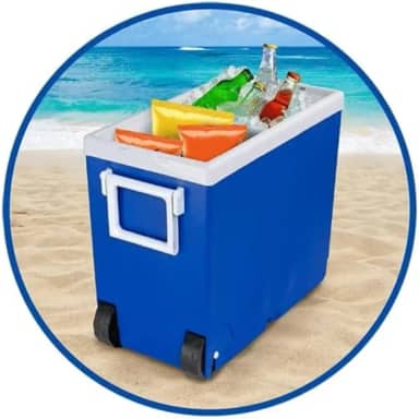 Caixa Térmica Cooler Prático Com Rodinhas 32 Litros Azul Para Bebidas Azul