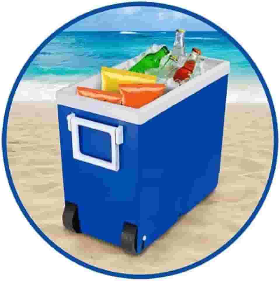 Caixa Térmica Cooler Prático Com Rodinhas 32 Litros Azul Para Bebidas Azul