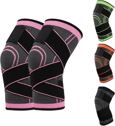 Joelheira Protetora Esportiva Faixa De Compressão Ajustável Ortopedica Para Dores Ideal Para Esportes de velocidade Ginastica Volei Basquete Futbebol (2, ROSA)