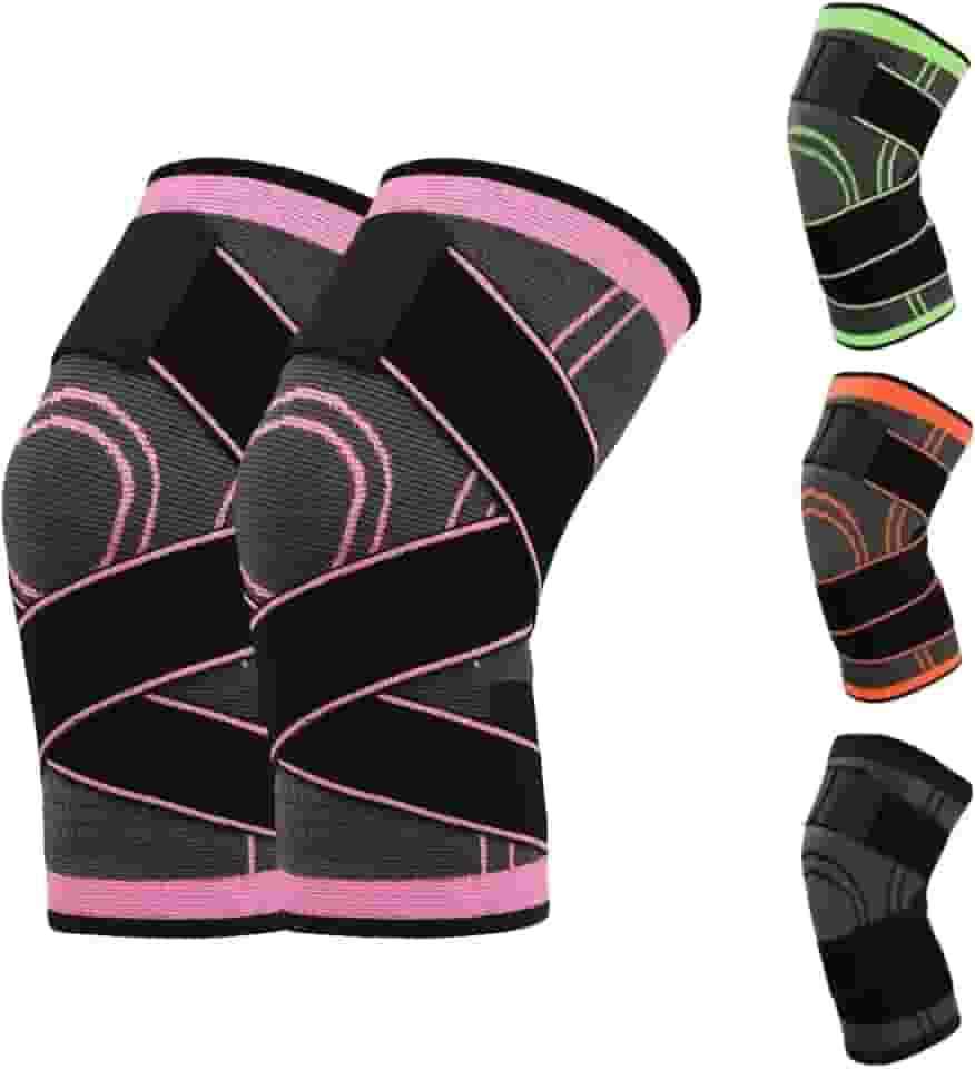 Joelheira Protetora Esportiva Faixa De Compressão Ajustável Ortopedica Para Dores Ideal Para Esportes de velocidade Ginastica Volei Basquete Futbebol (2, ROSA)