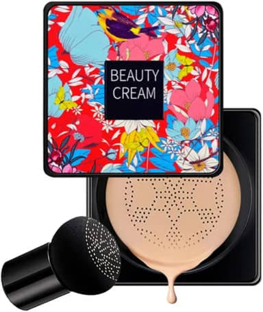 TBEOEN Base BB Cream, Hidratante Cabeça de Cogumelo Almofada de Ar CC Cream, Capa Corretiva Líquida, Capa Perfeita Base de Maquiagem Cor Natural