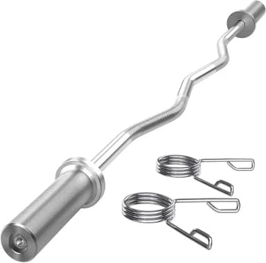 Barra W Olímpica Maciça Para Supino Musculação 1,2 Metros Com 2 Prisilhas