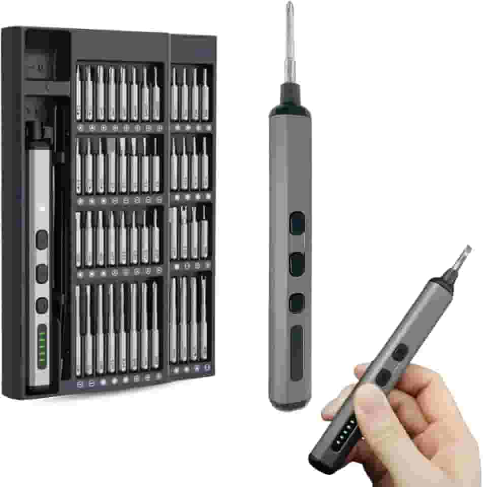 Mini Parafusadeira Elétrica de Precisão com 64 Bits, Visor Digital, USB-C, Alta Rotação, Caixa com Magnetizador – Bivolt